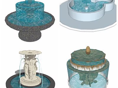 Various Fountain Designs Featuring Multi Tiered Structures Sculptures And Flowing Water Elements 3d model