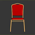 Stylish Leisure Chair With Red Cushion Backrest And Gold Frame Design