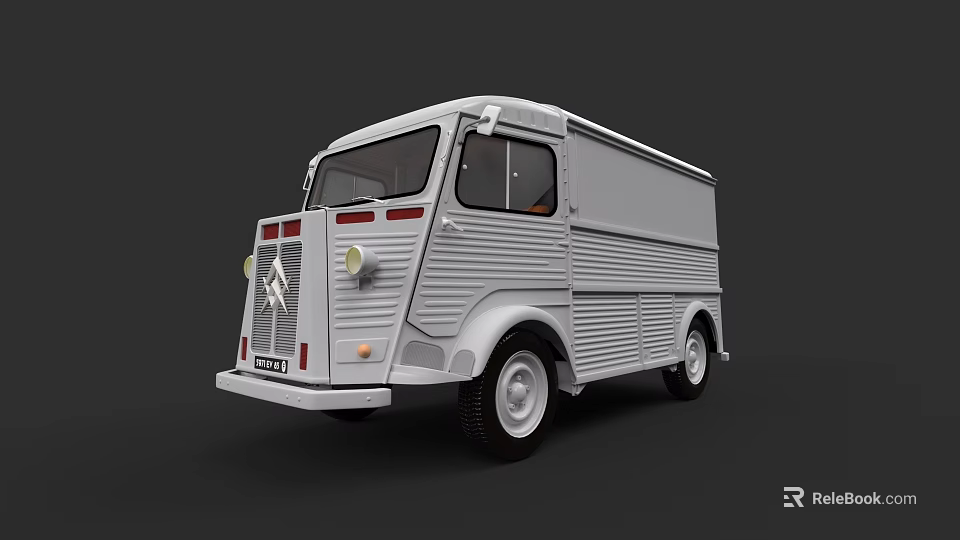 Vintage White Van Featuring Classic Front Design And Retro Body Details 3d model 