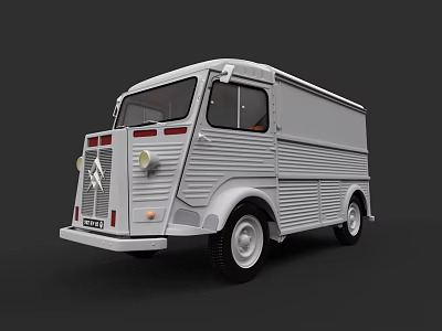 Vintage White Van Featuring Classic Front Design And Retro Body Details 3d model