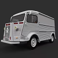 Vintage White Van Featuring Classic Front Design And Retro Body Details