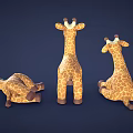 Cute Giraffe Stuffed Toys in Various Poses Standing Sitting and Lying 3d model