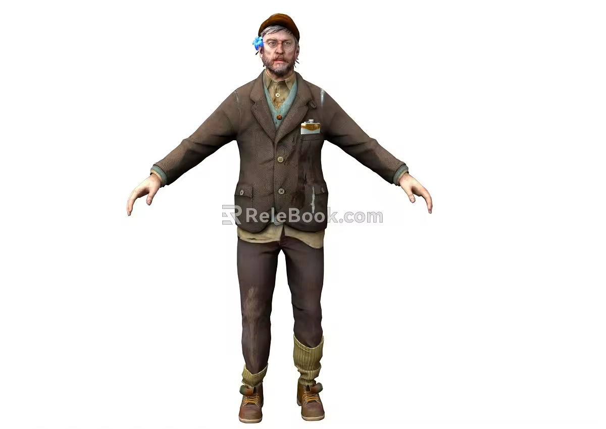 Modern Characters Foreigners Beggars Ordinary People Poor People Characters Realistic Men Game Characters Male Characters Middle-aged Men 3d model