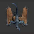 Blue Pterosaur Dinosaur 3D Model With Brown Wings And Sharp Claws