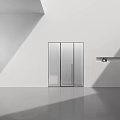 Sleek Modern Shower Sauna Featuring Transparent Glass Enclosure White Walls And Gray Floor