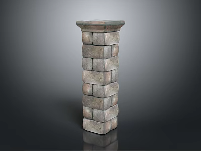 Landscape Feature Composed Of Stacked Gray Stone Blocks Forming Pillar With Flat Top Surface 3d model