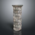 Landscape Feature Composed Of Stacked Gray Stone Blocks Forming Pillar With Flat Top Surface