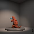 Brown Reptile Model Standing On Gray Display Platform With Small Object 3d model