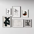Modern abstract painting abstract lines decorative painting combination 3d model