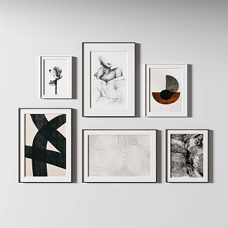 Modern abstract painting abstract lines decorative painting combination 3d model