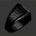 Stylish Black Ring With Square Green Gemstone And Modern Design Elements 3d model