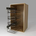 Practical Wooden Storage Cabinet Featuring Metal Multi Tier Shelves for Home Kitchen Organization