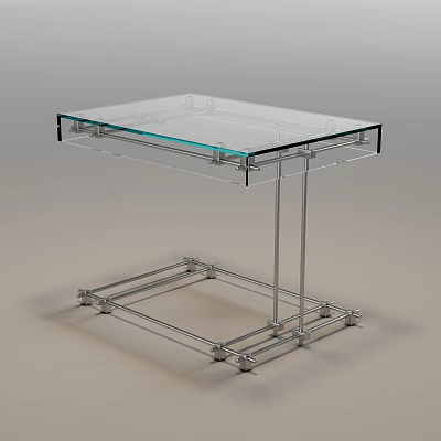 Modern Side Table With Clear Glass Top And Sturdy Metal Frame For Living Room Decor 3d model