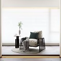 Modern Leisure Chair With Green Cushion Throw Blanket Side Table And Window Blinds Setting
