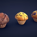 Delicious Assorted Muffins with Chocolate Chips Blueberry Toppings in Paper Cups