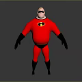 Game And Movie Character Mr Incredible In Red Costume With Black Logo And Gloves