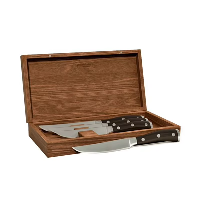 Premium Kitchen Knife Set In Wooden Storage Box With Sharp Blades And Ergonomic Handles 3d model