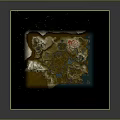 Detailed Terrain Model With Mountain Ranges Water Bodies And Illuminated Base