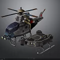 Futuristic Space Aeronautics Helicopter With Sleigh Style Landing Gear And Sci Fi Design