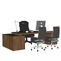 Modern Wooden Office Desk With Computer Chairs Lamp And Workspace Setup