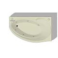 Beige Corner Bathtub With Curved Design And Massage Jets For Bathroom