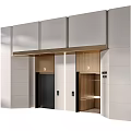 Modern Elevators With Glass Doors Metal Panels And Ground Floor Indicators 3d model