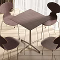 Modern Square Dining Table Set With Four Curved Backrest Upholstered Chairs 3d model