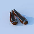 Brown Flat Shoes with Gray Bow Accents Light Colored Sole Comfortable Design for Everyday Wear