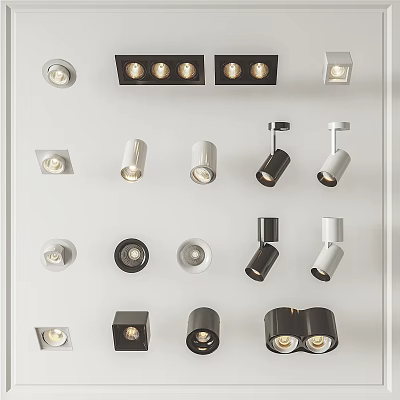 Modern Downlights and Spotlights with Various Stylish Designs for Interior Lighting 3d model