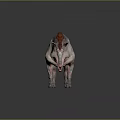 Ferocious Game Movie Character With Red Gray Wrinkled Skin Sharp Horns And Exposed Fangs