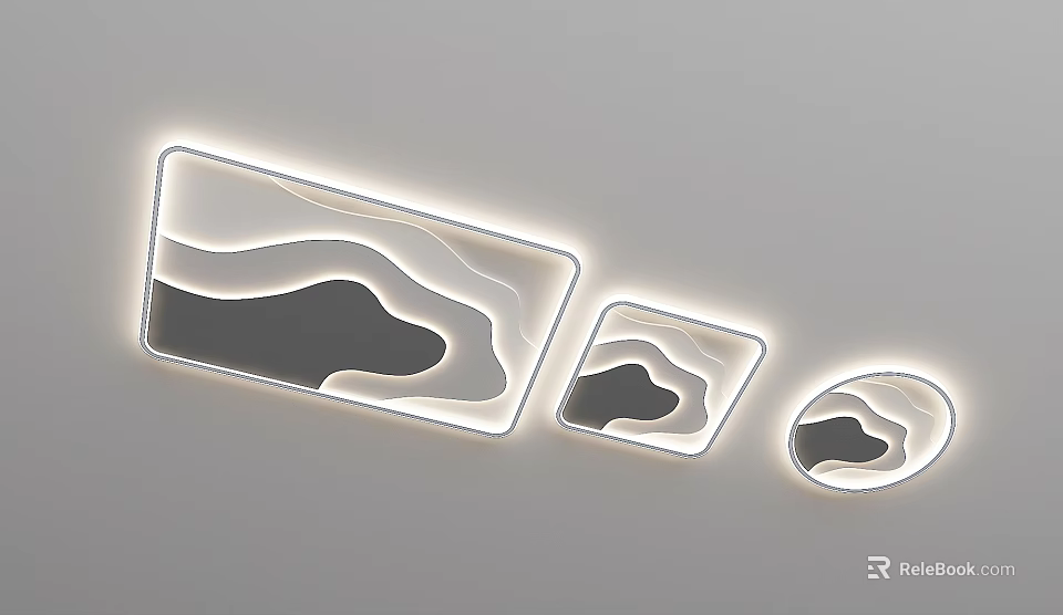 Modern Artistic Ceiling Light with Wavy Pattern and LED Glow for Home Interior Design 3d model 