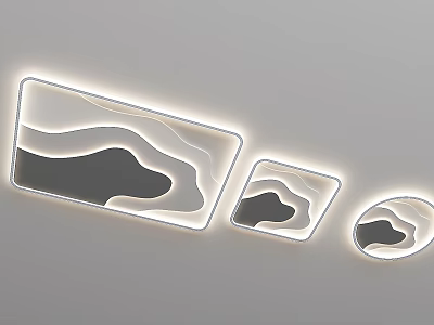 Modern Artistic Ceiling Light with Wavy Pattern and LED Glow for Home Interior Design 3d model