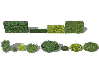Different Types of Shrubs With Various Shapes Sizes and Green Foliage 3d model