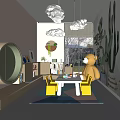 Modern Classroom Children's Training Classroom Children's Child-care Classroom Modeling Bookcase 3d model