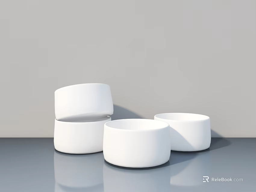 Modern White Round Public Chair With Stackable Design For Outdoor Spaces 3d model 