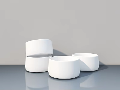 Modern White Round Public Chair With Stackable Design For Outdoor Spaces 3d model
