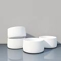 Modern White Round Public Chair With Stackable Design For Outdoor Spaces 3d model