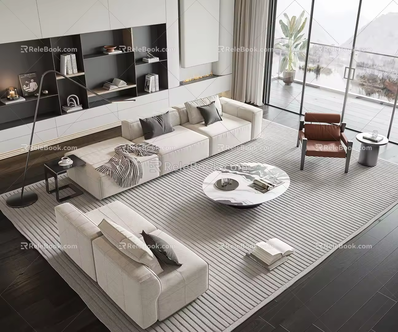 Modern sofa coffee table combination 3d model