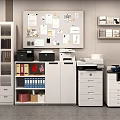 Modern Office Space Featuring Office Appliances Like Printers File Cabinets And Bulletin Board