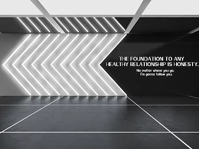 Modern Front Desk Background Wall With Geometric Lines And Stylish Lighting Effects 3d model