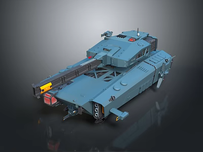 Modern Blue Armored Military Tank With Futuristic Turret And Tracks Design 3d model