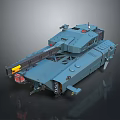 Modern Blue Armored Military Tank With Futuristic Turret And Tracks Design
