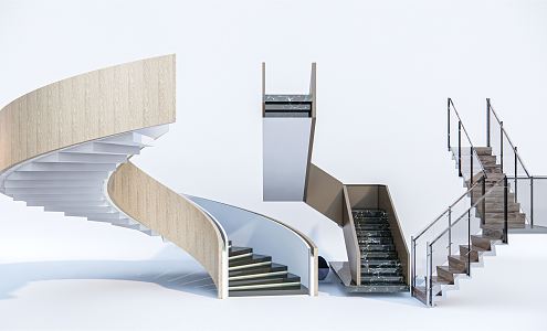 Modern Stairs Combination Rotating Stairs Metal Stairs Steel Frame Stairs Arc Stairs 3d model