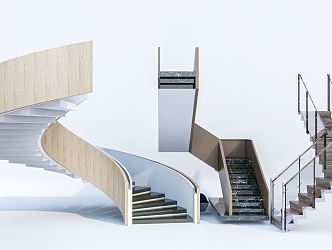 Modern Stairs Combination Rotating Stairs Metal Stairs Steel Frame Stairs Arc Stairs 3d model