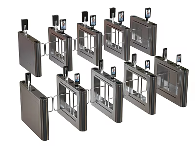 Automatic Metal Turnstiles With Access Control Systems For Security Entry Points 3d model