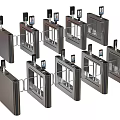 Automatic Metal Turnstiles With Access Control Systems For Security Entry Points 3d model