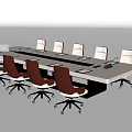 Modern Conference Table With Ergonomic Office Chairs And Wooden Top Design