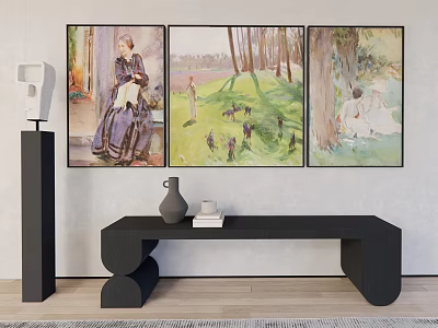 Three Oil Paintings As Wall Art Display For Modern Home Interior Decor 3d model