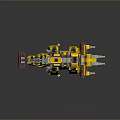 Mechanical Block Structured Game Movie Character With Yellow Red Parts And Dinosaur Form
