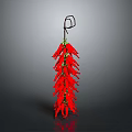 Vibrant Red Chili Peppers Hanging Bunch For Kitchen Decoration And Cooking